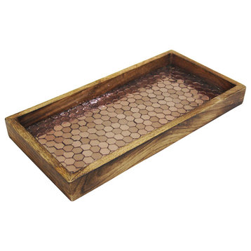 nu steel Copper Mosaic Wooden Tray