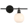 Black Finish And Frosted White Glass 1-Light Right Wall Sconce