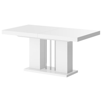 NOSSA High Gloss Extendable Dining Table, White