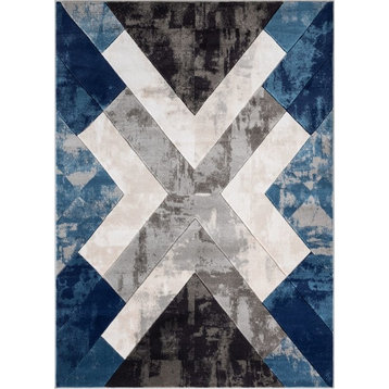 Well Woven Good Vibes Rosa Modern Tribal Abstract Blue 5'3"x7'3" Area Rug