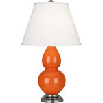 Robert Abbey - Robert Abbey 1695X Small Double Gourd - One Light Table Lamp - Shade Included: TRUE  Cord Color: SilverSmall Double Gourd One Light Table Lamp Pumpkin Glazed/Antique Silver Pearl Dupoini Fabric Shade *UL Approved: YES *Energy Star Qualified: n/a  *ADA Certified: n/a  *Number of Lights: Lamp: 1-*Wattage:150w E26 Medium Base bulb(s) *Bulb Included:No *Bulb Type:E26 Medium Base *Finish Type:Pumpkin Glazed/Antique Silver