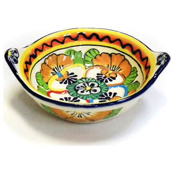 Talavera Style Bowl WithTwo Handles 5.5" Dia