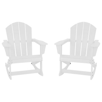 Keller HDPE Plastic Outdoor Rocking Chair in White (Set of 2)