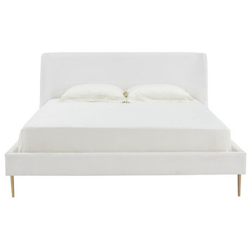 Safavieh Couture Jaiden Upholstered King Bed, White/Gold, King