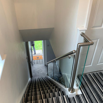 Stainless Steel Staircase Renovation | White & Glass | Ince