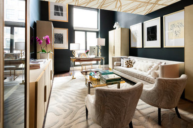 Trendy living room photo in New York