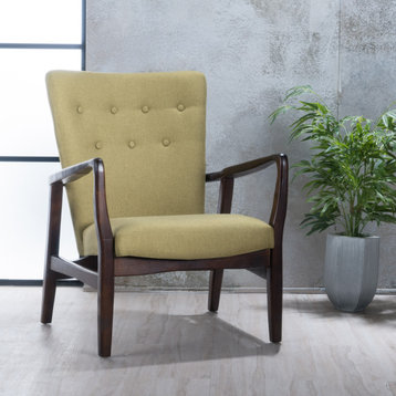 GDF Studio Suffolk French Style Fabric Arm Chairs, Wasabi, Single