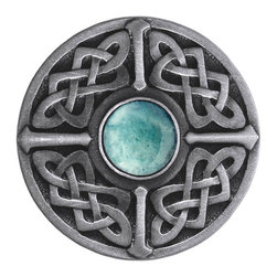 Inviting Home Inc. - Celtic Knob, Antique-Style Pewter With Green Aventurine - Cabinet And Drawer Knobs