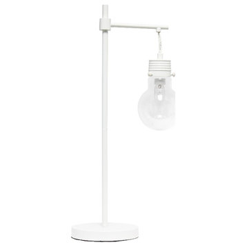 Elegant Designs Hanging Lightbulb Metal Table Lamp White