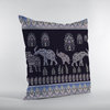 16" Purple Ornate Elephant Zippered Suede Throw Pillow