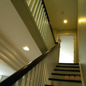 New Stair and Rail - painted Box Newels and Balusters with stained Handrail