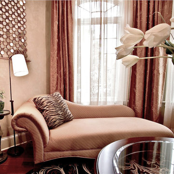 Gold Chaise Lounge with Animal Print Accent Pillow
