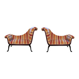 Upholstered Settee in Velvet Stripe Set of 2 - Products