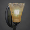 Zilo Wall Sconce, Matte Black, 5.5" Amber Crystal Glass
