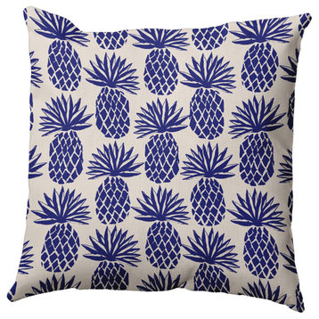 26" x 26" Pineapple Stripes Decorative Throw Pillow, Indigo Blue