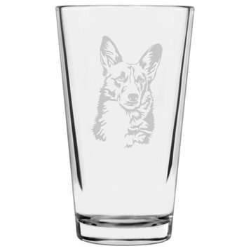 Welsh Corgi Dog Themed Etched All Purpose 16oz. Libbey Pint Glass