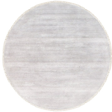 Transitiona Hand-Knotted Lamb's Wool Beige Area Rug, 7'11"x7'11"
