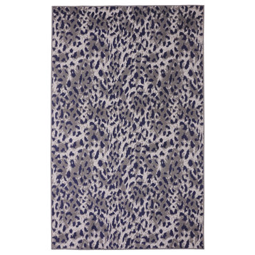 Leopard Print - Contemporary Wild Theme Area Rug, Dark Grey, 5'x8'