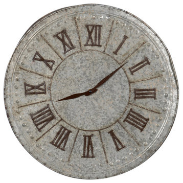 Roman Numeral Wall Clock, Antique Silver and Gold
