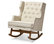 Iona Retro Fabric Upholstered Button-Tufted Wingback Rocking Chair, Light Beige