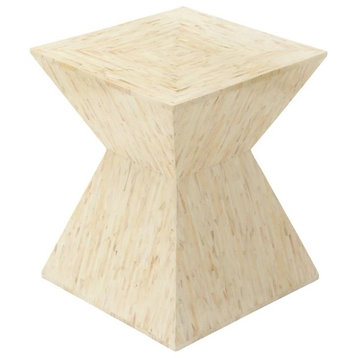 Contemporary Beige Mother Of Pearl Shell Accent Table 49093