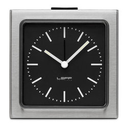 Block LT90101 Stainless Steel Alarm Analog Index Table Clock In Black - Desk And Mantel Clocks