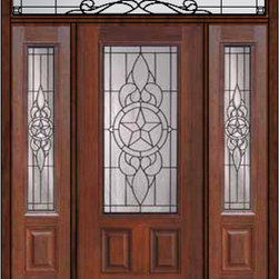 Prehung Side lights-Transom Door 80 Fiberglass Brazos 3/4 Lite Glass - Front Doors