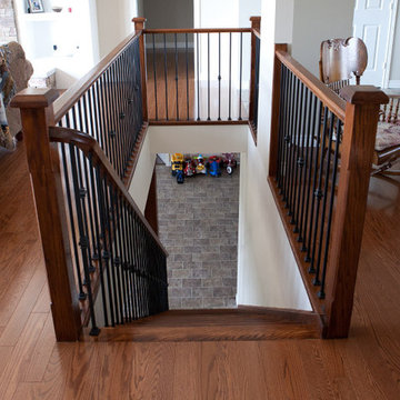 Wooden Stairs with Steel Balusters
