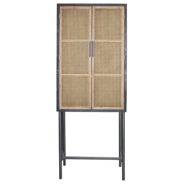 26x70 Inch Tall Wood Cabinet on Metal Stand