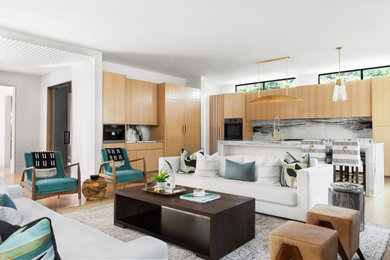Example of a trendy living room design in Dallas
