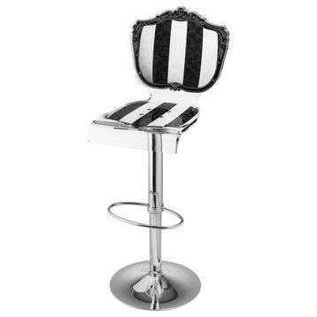 Baroque PD Barstool, Black and White Striped