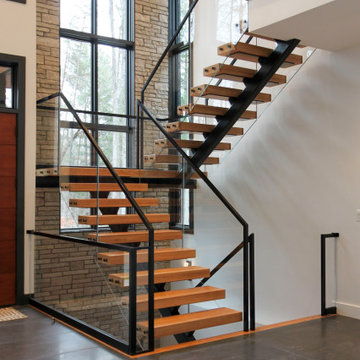 Project #98 | Modern Mono-beam Staircase with Glass Railing