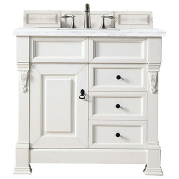 Brookfield 36" Single Vanity, Bright White, 3 Cm Arctic Fall Solid Surface Top