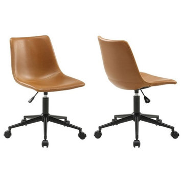 Plata Import Leary Task Chair in Tan Faux Leather
