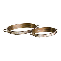 IMAX Noelle Oval Tray With Mirror - Set Of 2 - SKU: 74052-2 - Major Kitchen Appliance Parts And Accessories