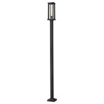 Z-Lite - Z-Lite 586PHMS-536P-BK Glenwood 1 Light Outdoor Post Mounted Fixture, 114 Inch - Perfect for casting light along a landscaped pathway, this outdoor post mounted fixture from the Glenwood collection features a contemporary style perfect for more modern homes. Its tall, slender design along with a sophisticated dark black finish and cage-style aluminum lantern allows this lamppost style lighting fixture to complement any building material without clashing. In addition, its cylindrical clear glass globe encases and protects the bulb from the elements while still displaying a full, bright glow.