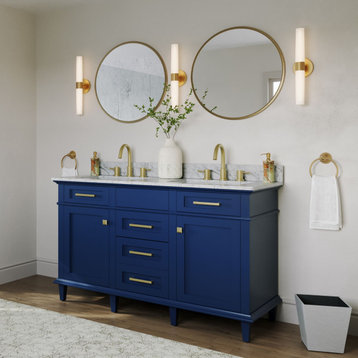 The Joyce Bathroom Vanity, Double Sink, 54", Blue, Freestanding