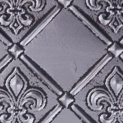 WC 80 Faux Tin - Backsplash Roll - Fleur de Lis - 3 " Pattern - Antique Silver - Wallpaper