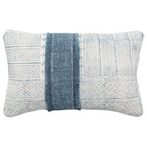 Lola Lumbar Pillow Blue And Cream Down Fill 22 X14 Scandinavian Decorative Pillows By Buildcom