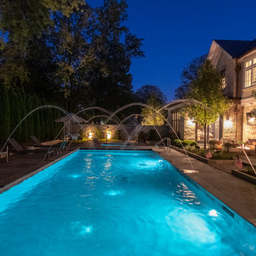 River Forest, IL Rectilinear Swimming Pool with Hot Tub