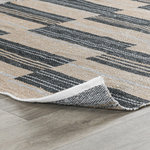 Kosas Home - Boulder Indoor Outdoor Handwoven Stripe Blue Area Rug, Charcoal, 2x3 - Handwoven with soft, weather-resistant materials, this handsome rug pulls any space together with its casual appeal. Tidy bands of stoney charcoal and gray add sublte color that complements any color palette while effortlessly enhancing any decor.