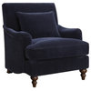 Pemberly Row Traditional Velvet Upholstered Accent Chair with Turned Legs - Blue