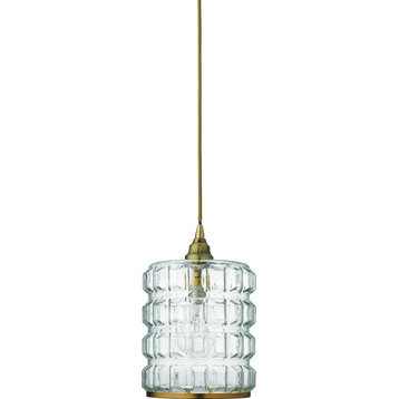 Madison Pendant, Clear Glass with Antique Brass Hardware