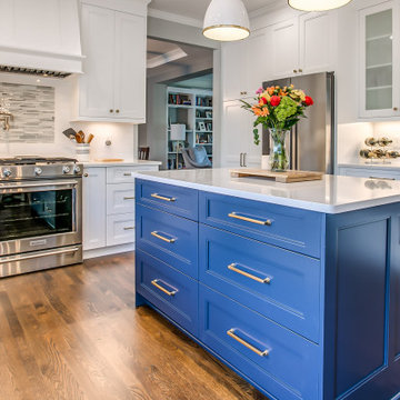 Bright white and blue Wynnbrooke kitchen