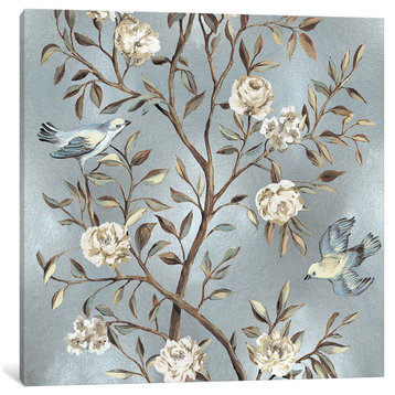 "Chinoiserie In Silver II" by Renee Campbell, Canvas Print, 12x12"
