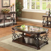 Coaster Traditional Glass Top End Table with Shelves in Merlot