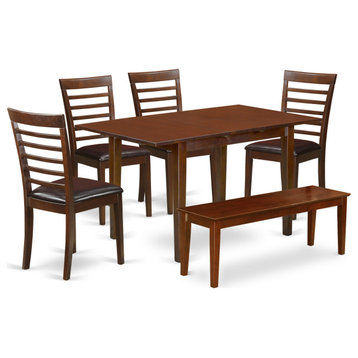 6 Pc Small Table Set - Table And 4 Dining Chairs Plus Bench