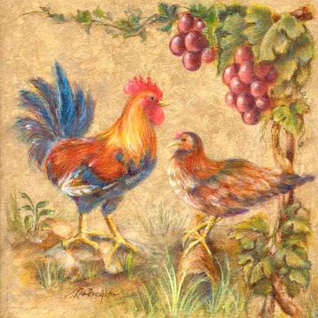 Tile Mural Kitchen Backsplash Rooster Duo by Rita Broughton