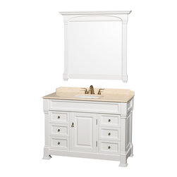 Wyndham Collection Andover 48" Vanity, Ivory Marble Top, White Sink - Bathroom Vanities And Sink Consoles