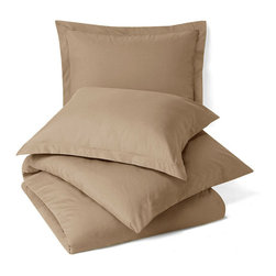 Royal Tradition - 100% Microfiber Solid 3PC Duvet Cover Set, Taupe, Full/Queen - Duvet Covers And Duvet Sets